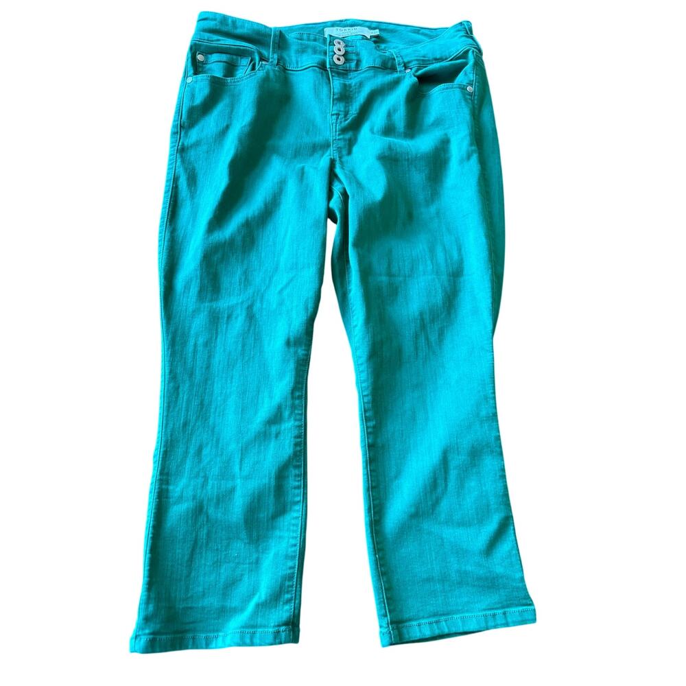 Torrid Womens Jegging Crop Pants 16‎ Green Denim Stretch Comfort Casual Capri